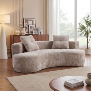 79.5" 3 Seater Boneless Upholstered Floor Sofa with 2 Pillows